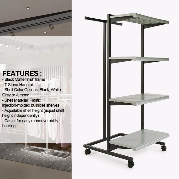 Retail Store T Stand Shelf Clothing Display Garment Rack