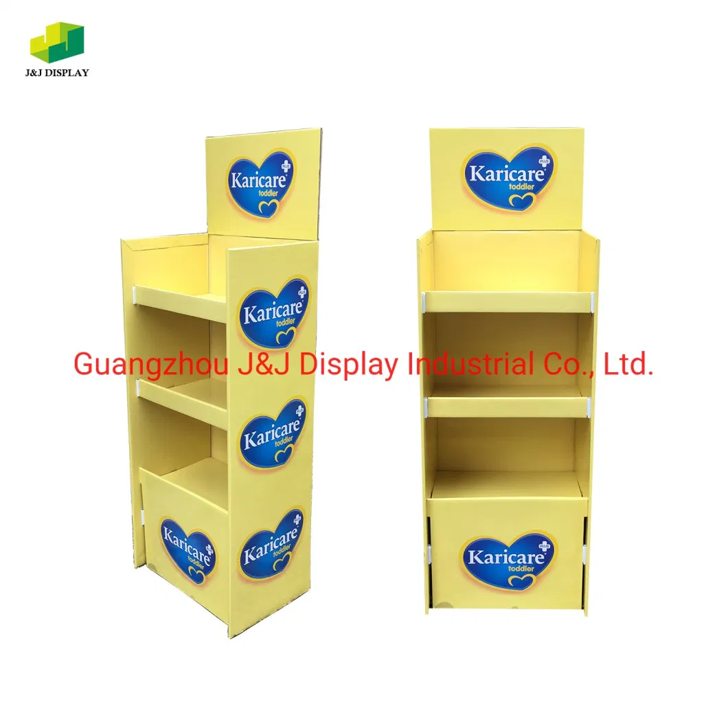 Customized Cardboard Corrugated Paper Promotion Retail Store Advertising Exhibition Pop Foldable Floor Display for Milk Power