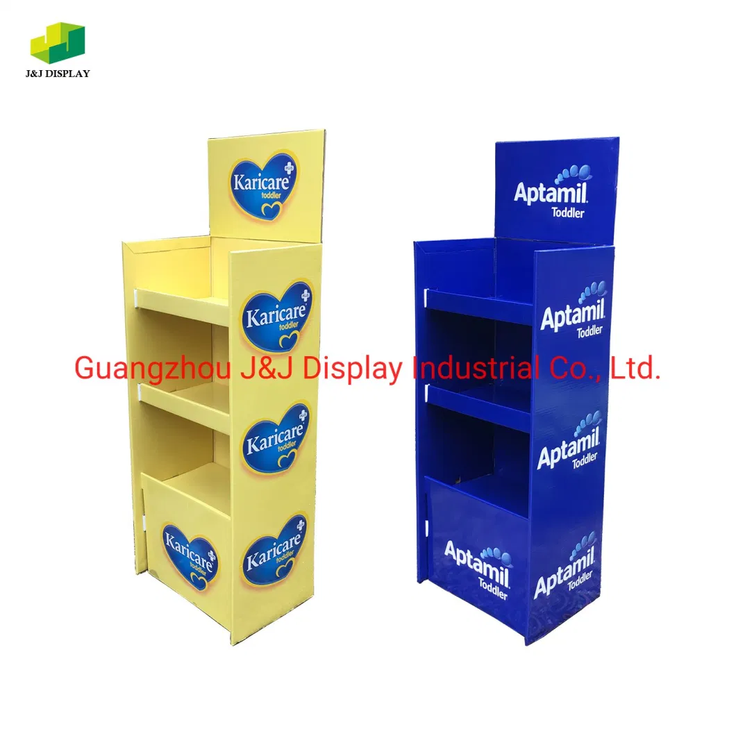 Customized Cardboard Corrugated Paper Promotion Retail Store Advertising Exhibition Pop Foldable Floor Display for Milk Power