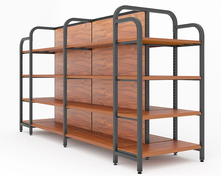 Four-Column Wood Grain Supermarket Shelf Display