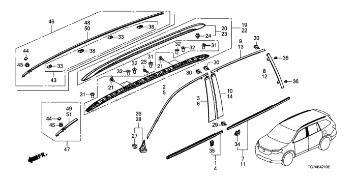 OE Design Aluminum Roof Rails and Cross Bar for Honda Pilot 2016-2020