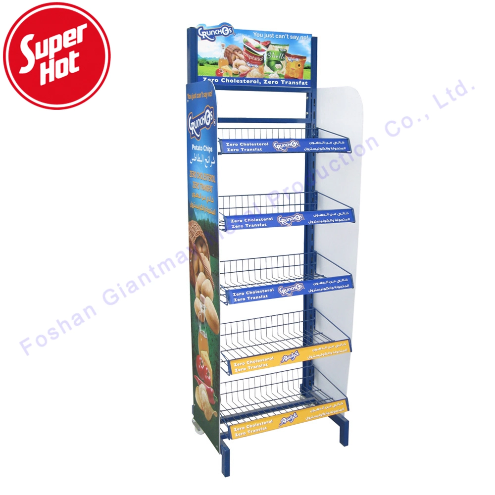 Multi-Function Store Potato Chips Floor Stands, Supermarket Units, Grocery Candy Retail Display