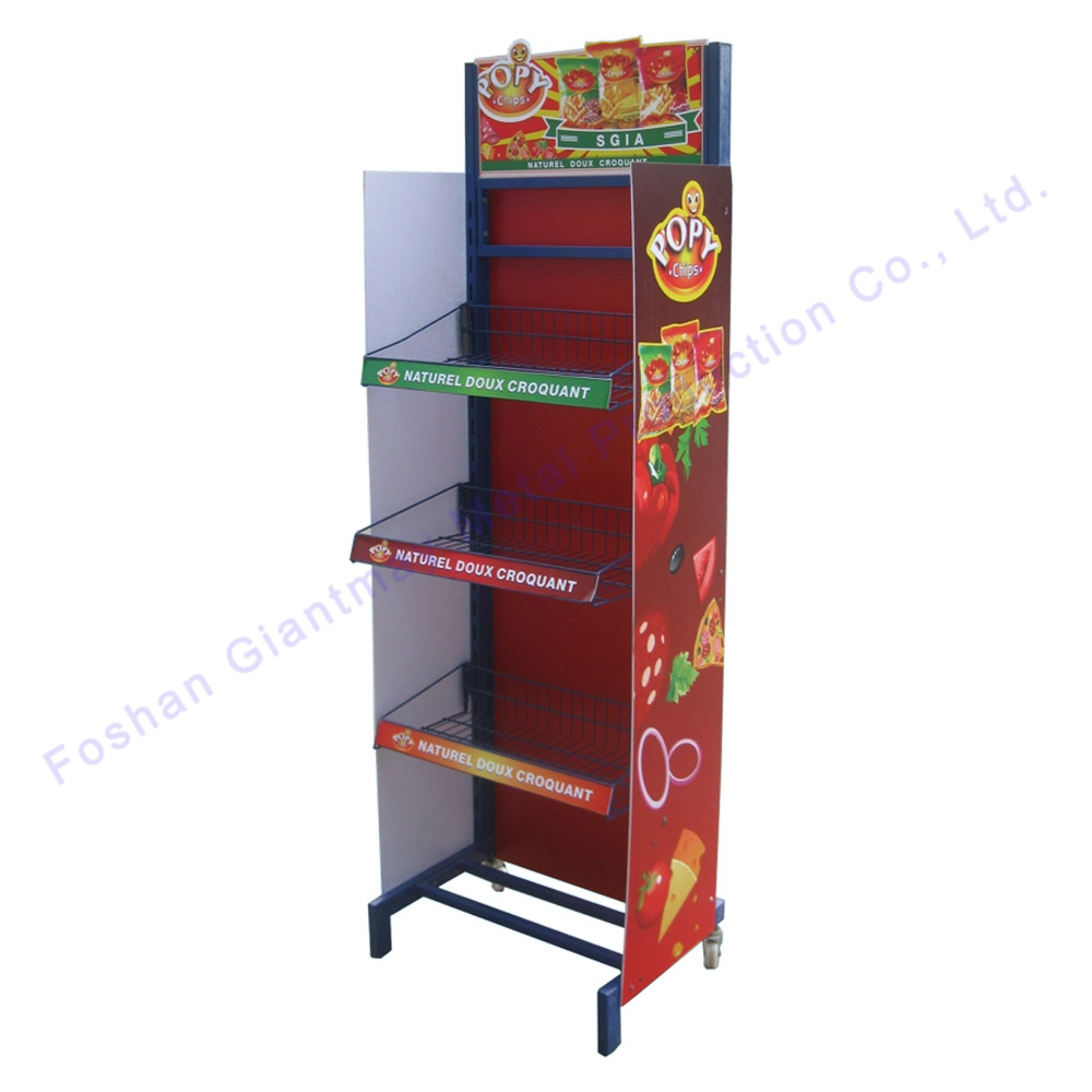 Multi-Function Store Potato Chips Floor Stands, Supermarket Units, Grocery Candy Retail Display