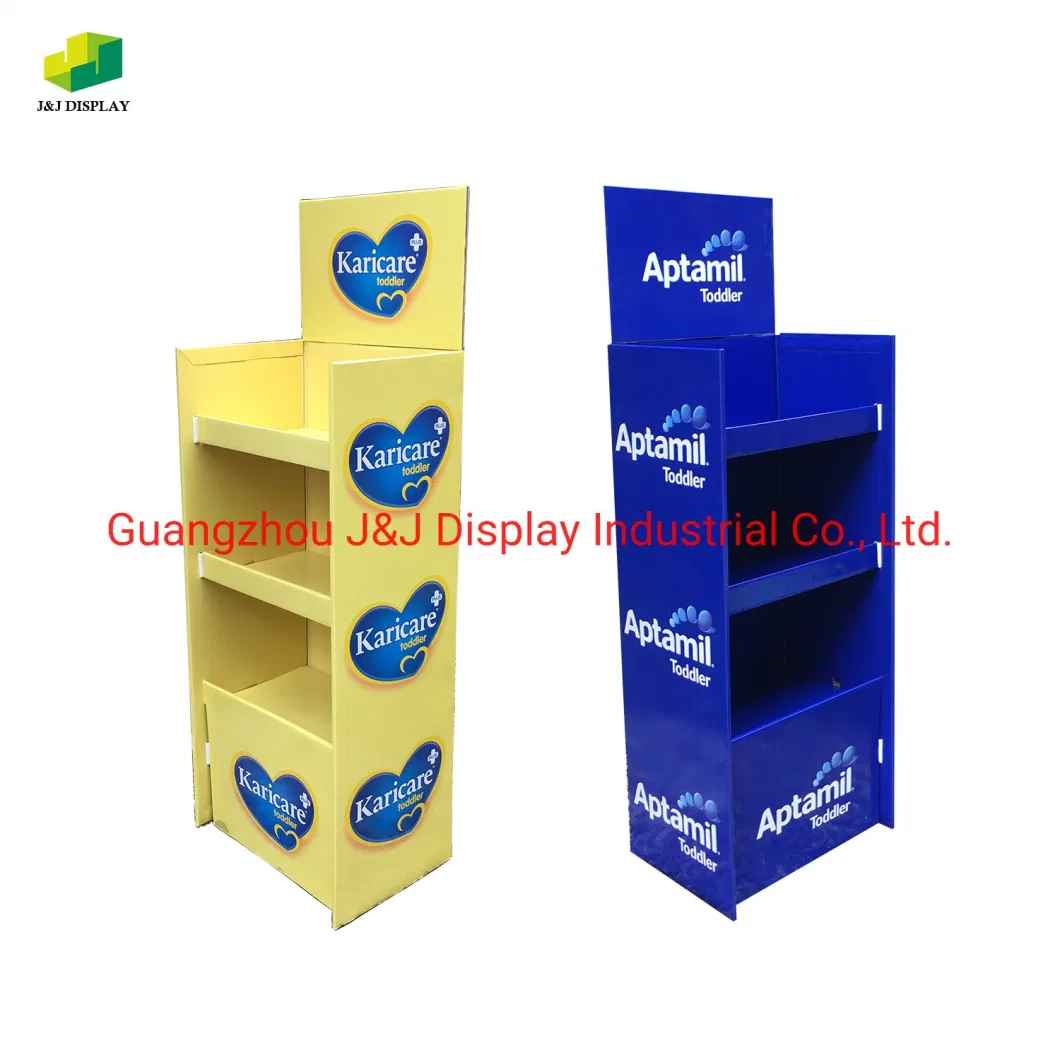 Customized Cardboard Corrugated Paper Promotion Retail Store Advertising Exhibition Pop Foldable Floor Display for Milk Power