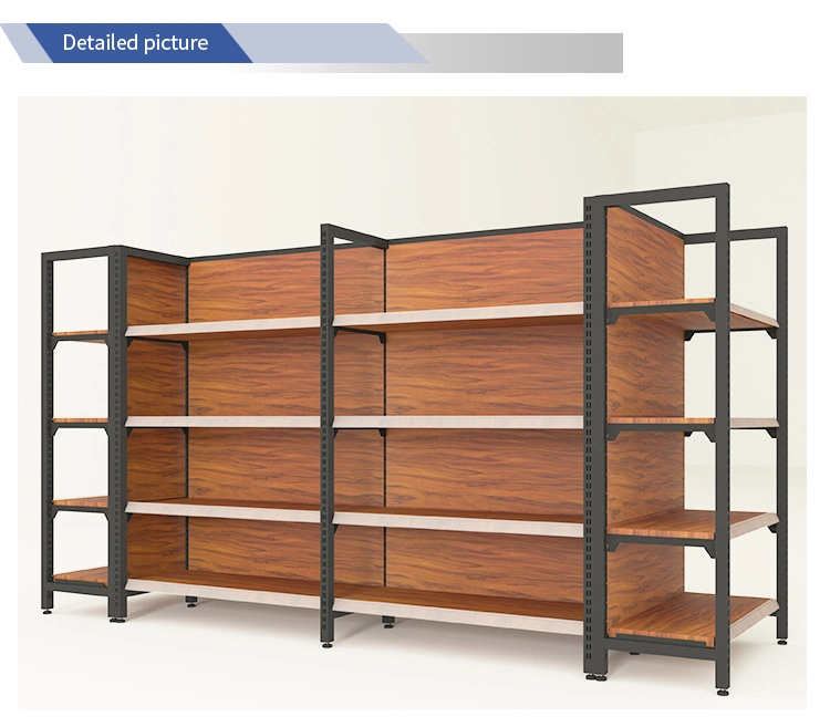 Four-Column Wood Grain Supermarket Shelf Display